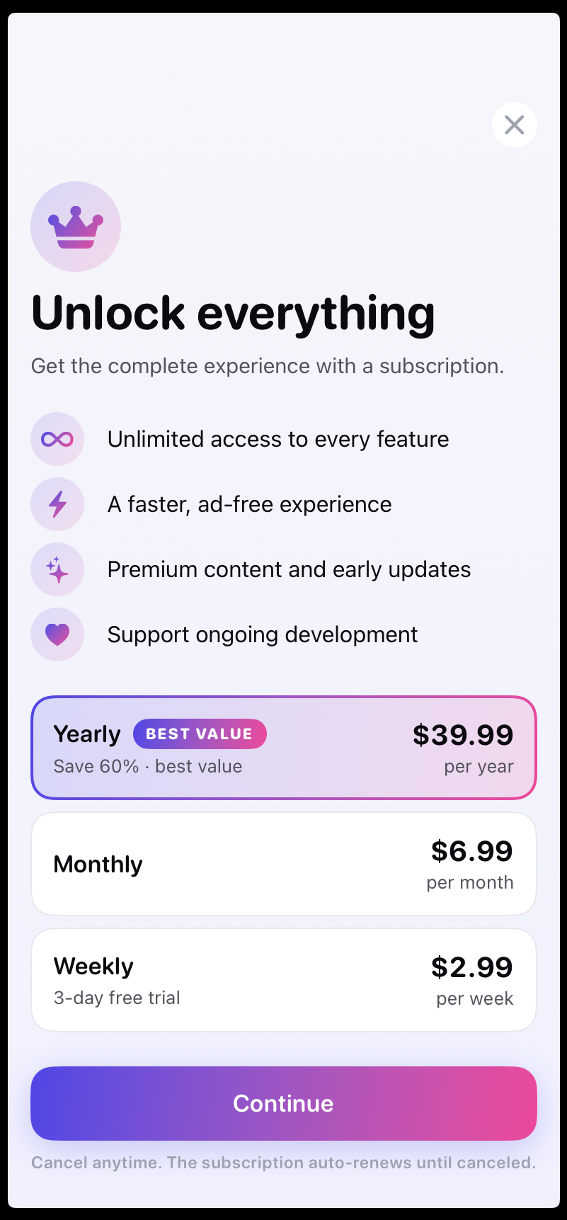Mind Mood — paywall / subscription